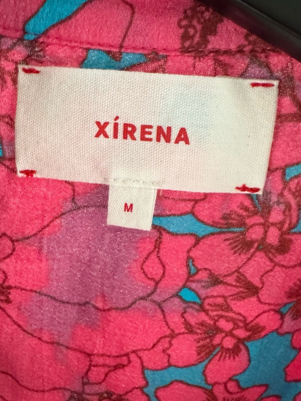 XiRENA Cam Pink and Turquoise Floral Ruffle-Trim Blouse - Picture 3 of 6